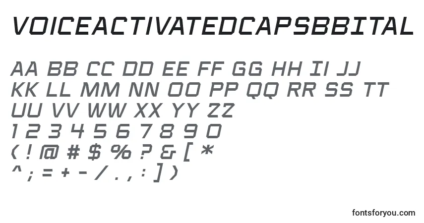 Шрифт VoiceactivatedcapsbbItal (117021) – алфавит, цифры, специальные символы