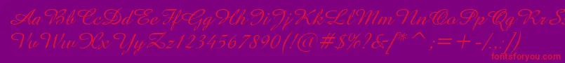 AmazeDItalic-Schriftart – Rote Schriften auf violettem Hintergrund