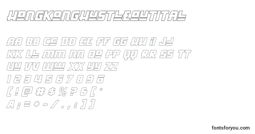 Schriftart Hongkonghustleoutital – Alphabet, Zahlen, spezielle Symbole