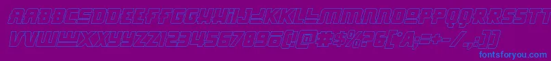 Шрифт Hongkonghustleoutital – синие шрифты на фиолетовом фоне