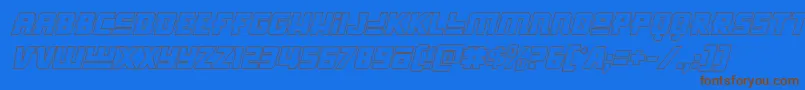 Шрифт Hongkonghustleoutital – коричневые шрифты на синем фоне
