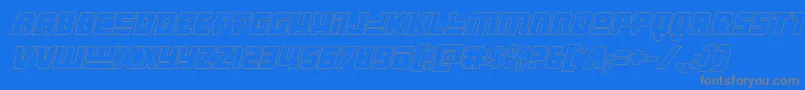 Шрифт Hongkonghustleoutital – серые шрифты на синем фоне