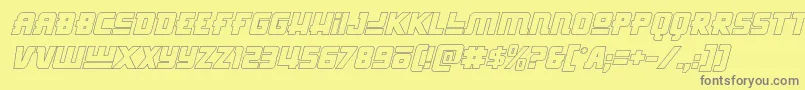 フォントHongkonghustleoutital – 黄色の背景に灰色の文字
