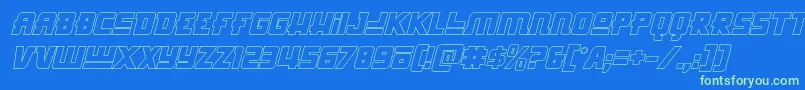 Hongkonghustleoutital Font – Green Fonts on Blue Background