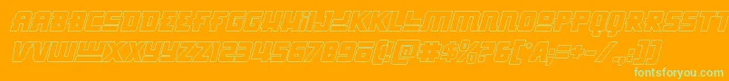 Шрифт Hongkonghustleoutital – зелёные шрифты на оранжевом фоне