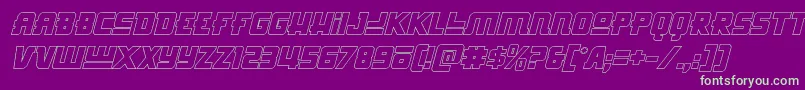 Шрифт Hongkonghustleoutital – зелёные шрифты на фиолетовом фоне