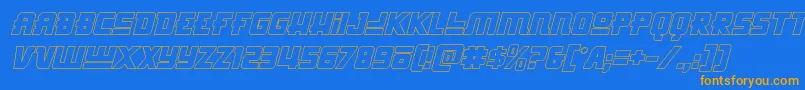 Шрифт Hongkonghustleoutital – оранжевые шрифты на синем фоне