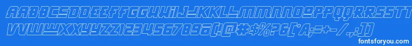 Шрифт Hongkonghustleoutital – белые шрифты на синем фоне