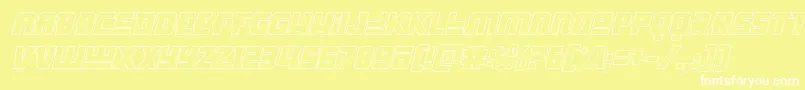 Шрифт Hongkonghustleoutital – белые шрифты на жёлтом фоне