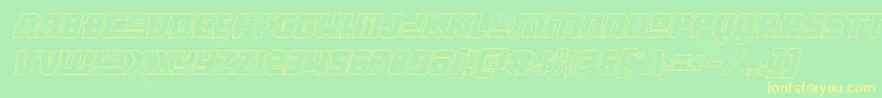 Шрифт Hongkonghustleoutital – жёлтые шрифты на зелёном фоне