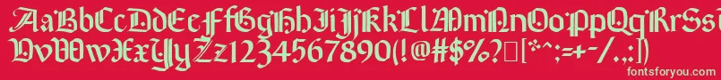 フォントBrinkmann – 赤い背景に緑の文字