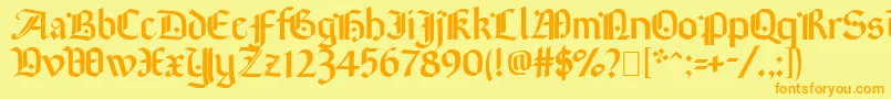 フォントBrinkmann – オレンジの文字が黄色の背景にあります。