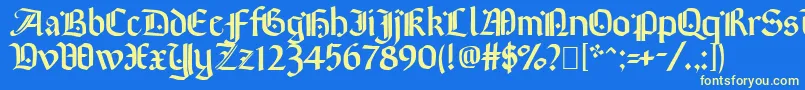 Brinkmann Font – Yellow Fonts on Blue Background