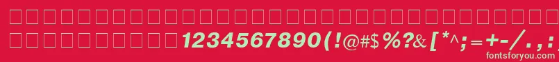 CyrillichelvBoldItalic-fontti – vihreät fontit punaisella taustalla