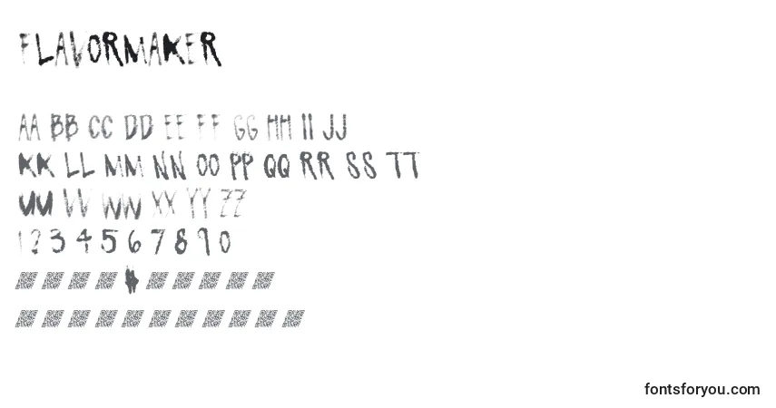 A fonte Flavormaker – alfabeto, números, caracteres especiais