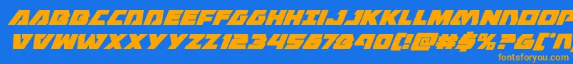 Eaglestrikesuperital Font – Orange Fonts on Blue Background