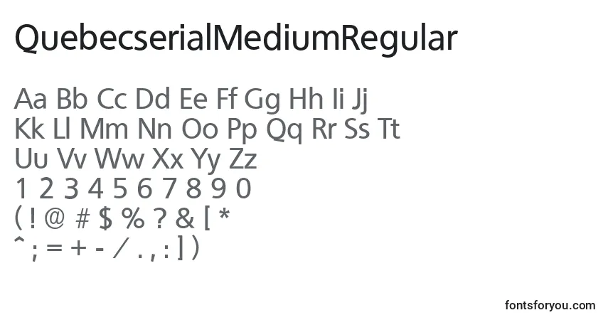 Czcionka QuebecserialMediumRegular – alfabet, cyfry, specjalne znaki