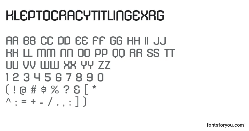 Fuente KleptocracyTitlingExRg - alfabeto, números, caracteres especiales