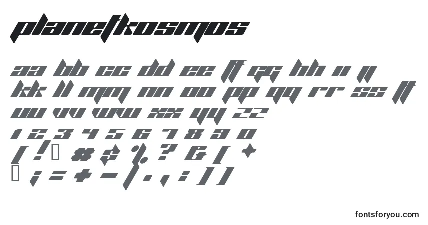 A fonte PlanetKosmos – alfabeto, números, caracteres especiais