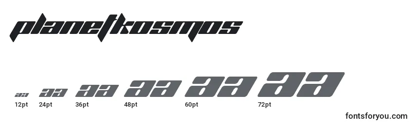 Размеры шрифта PlanetKosmos