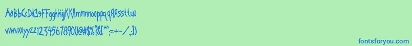 Fonte Kornography – fontes azuis em um fundo verde