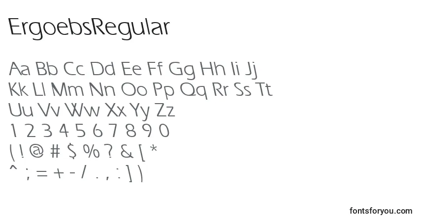 A fonte ErgoebsRegular – alfabeto, números, caracteres especiais