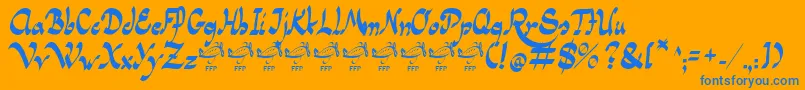 PanamaRoadRgFfp-Schriftart – Blaue Schriften auf orangefarbenem Hintergrund