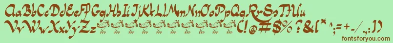 フォントPanamaRoadRgFfp – 緑の背景に茶色のフォント