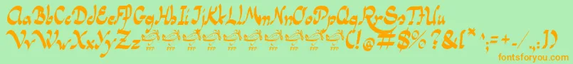 フォントPanamaRoadRgFfp – オレンジの文字が緑の背景にあります。