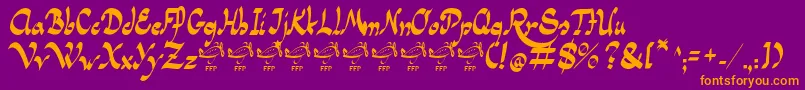 PanamaRoadRgFfp-Schriftart – Orangefarbene Schriften auf violettem Hintergrund