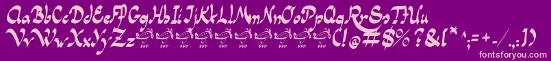 PanamaRoadRgFfp-fontti – vaaleanpunaiset fontit violetilla taustalla