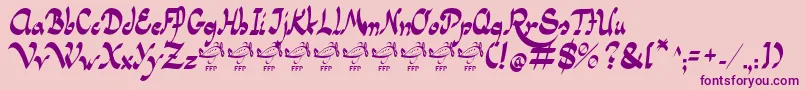Fonte PanamaRoadRgFfp – fontes roxas em um fundo rosa