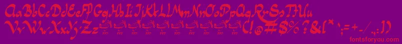 Fonte PanamaRoadRgFfp – fontes vermelhas em um fundo violeta