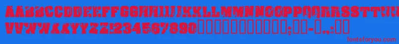 Czcionka Cfcrackandbold – czerwone czcionki na niebieskim tle