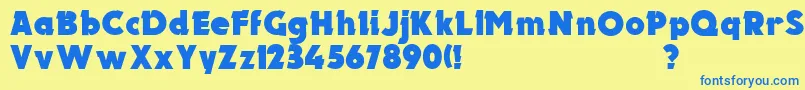 フォントUkElectron – 青い文字が黄色の背景にあります。