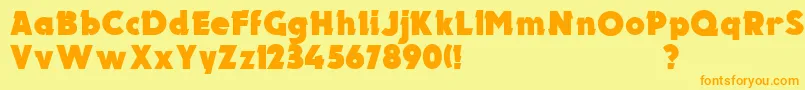 フォントUkElectron – オレンジの文字が黄色の背景にあります。