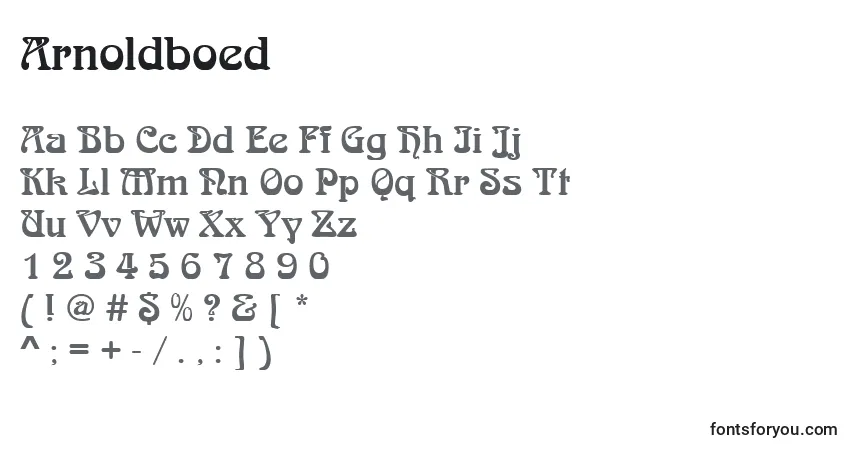 Schriftart Arnoldboed – Alphabet, Zahlen, spezielle Symbole