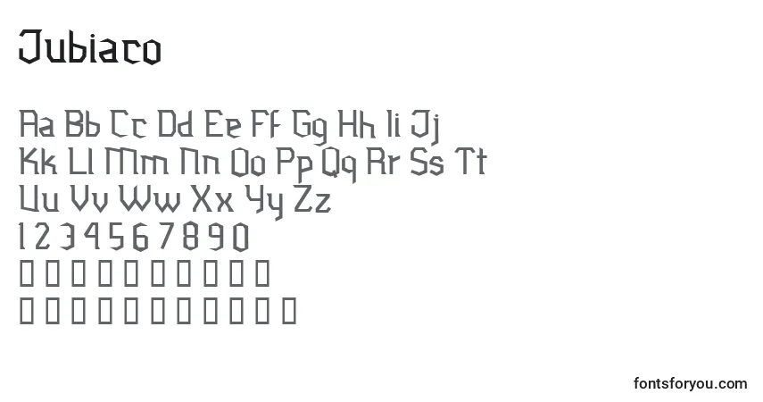 Fuente Jubiaco - alfabeto, números, caracteres especiales