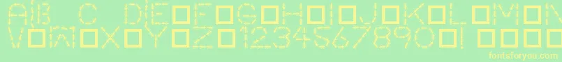 フォントAntpile – 黄色の文字が緑の背景にあります