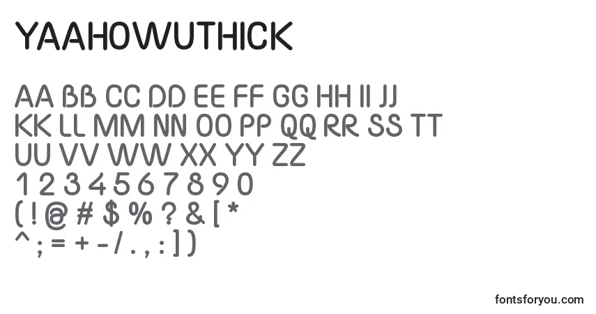 Schriftart YaahowuThick – Alphabet, Zahlen, spezielle Symbole