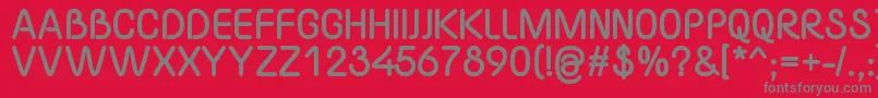 フォントYaahowuThick – 赤い背景に灰色の文字