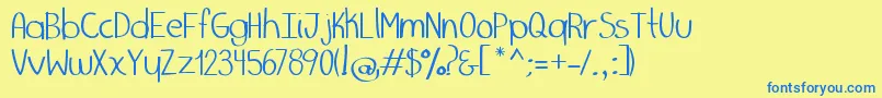 Więcej informacji o czcionce MarkerPalafotz1 Czcionka MarkerPalafotz1 – niebieskie czcionki na żółtym tle