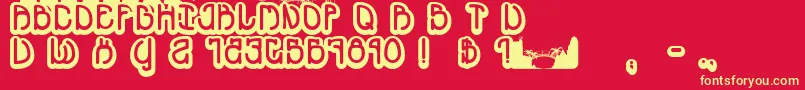 Souvenir Font – Yellow Fonts on Red Background