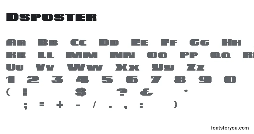 Dsposter-fontti – aakkoset, numerot, erikoismerkit