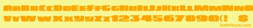 フォントDsposter – オレンジの文字が黄色の背景にあります。
