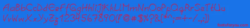 LinotypesalamanderDemibold Font – Red Fonts on Blue Background