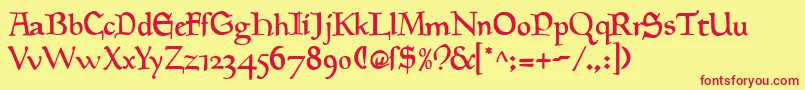 GoudyMedievalAlternate Font – Red Fonts on Yellow Background