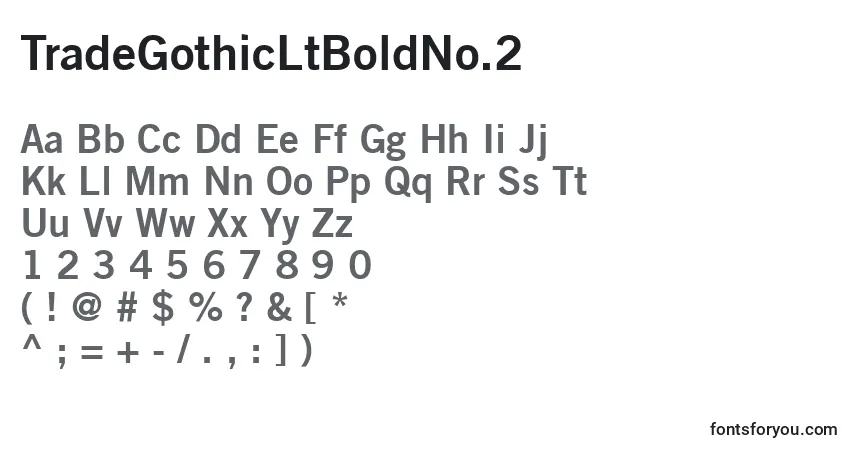 Шрифт TradeGothicLtBoldNo.2 – алфавит, цифры, специальные символы