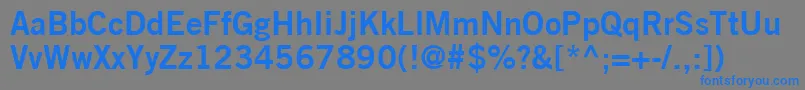 TradeGothicLtBoldNo.2-Schriftart – Blaue Schriften auf grauem Hintergrund