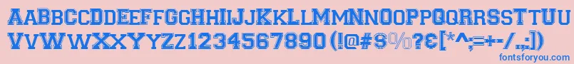 Varsity Font – Blue Fonts on Pink Background